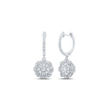  10k White Gold Womens Round Diamond Hoop Dangle Earrings 3/4 Cttw