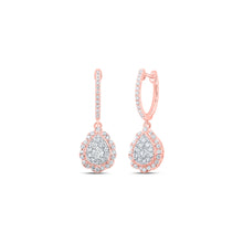  10k Rose Gold Womens Round Diamond Teardrop Dangle Earrings 1/2 Cttw