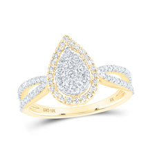  10k Yellow Gold Round Diamond Teardrop Bridal Wedding Engagement Ring 1/2 Cttw