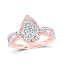  10k Rose Gold Round Diamond Teardrop Bridal Wedding Engagement Ring 1/2 Cttw