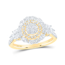  10k Yellow Gold Round Diamond Cluster Bridal Wedding Engagement Ring 1 Cttw