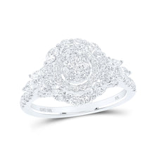  10k White Gold Round Diamond Cluster Bridal Wedding Engagement Ring 1 Cttw