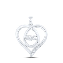  Sterling Silver Womens Round Diamond Heart Pendant 1/12 Cttw