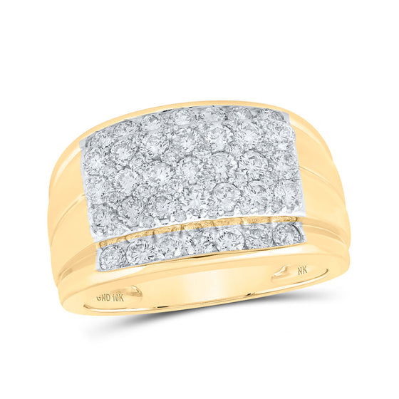 10k Yellow Gold Mens Round Diamond Band Ring 2 Cttw