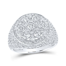  10k White Gold Mens Round Diamond Cluster Ring 3-1/2 Cttw