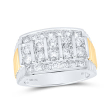  14k White Gold Mens Round Diamond Ribbed Shank Band Ring 2 Cttw