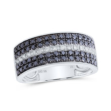  10k White Gold Mens Round Black Color Treated Diamond Band Ring 1 Cttw