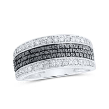  10k White Gold Mens Round Black Color Treated Diamond Band Ring 1-1/4 Cttw