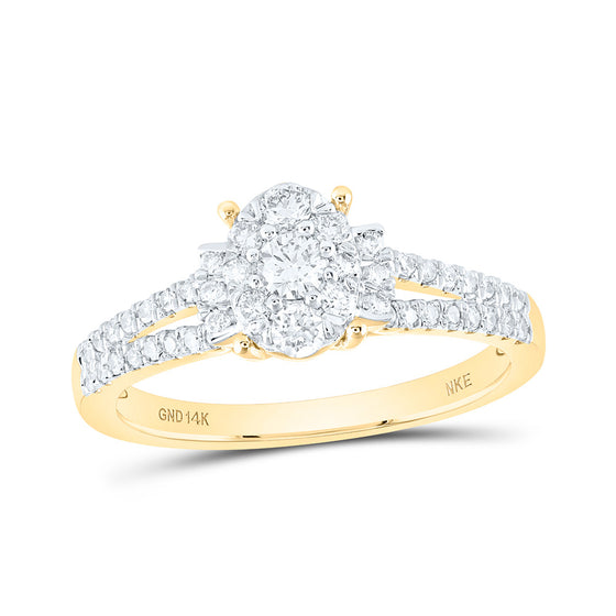 14k Yellow Gold Womens Round Diamond Fashion Ring 1/2 Cttw