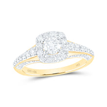  14k Yellow Gold Round Diamond Halo Bridal Wedding Engagement Ring 1 Cttw