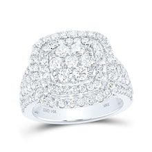  14k White Gold Womens Round Diamond Square Cluster Ring 2 Cttw