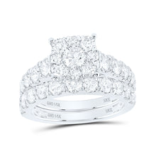  14k White Gold Round Diamond Halo Bridal Wedding Ring Band Set 4 Cttw