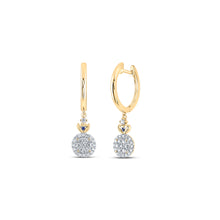  14k Yellow Gold Womens Round Diamond Dangle Earrings 3/8 Cttw