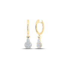  14k Yellow Gold Womens Round Diamond Heart Hoop Dangle Earrings 1/2 Cttw
