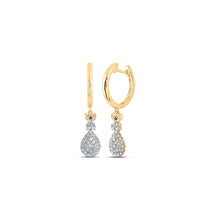  14k Yellow Gold Womens Round Diamond Hoop Teardrop Dangle Earrings 1/2 Cttw