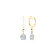  14k Yellow Gold Womens Round Diamond Square Hoop Dangle Earrings 1/2 Cttw