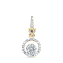  14k Yellow Gold Womens Round Diamond Circle Flower Cluster Pendant 1/4 Cttw
