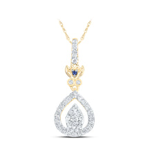  14k Yellow Gold Womens Round Diamond Teardrop Pendant 1/4 Cttw