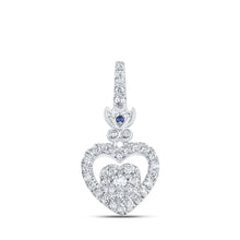 14k White Gold Womens Round Diamond Heart Pendant 1/4 Cttw