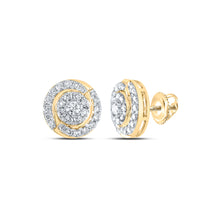  14k Yellow Gold Womens Round Diamond Cluster Earrings 1 Cttw