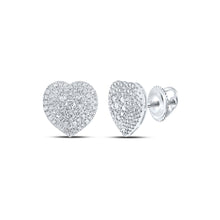  14k White Gold Womens Round Diamond Heart Earrings 1-1/2 Cttw