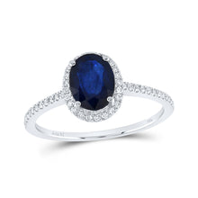  14k White Gold Womens Oval Blue Sapphire Solitaire Diamond Halo Ring 1 Cttw