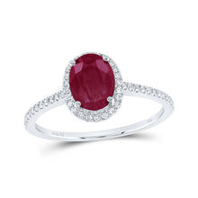  14k White Gold Womens Oval Ruby Solitaire Diamond Halo Ring 2 Cttw