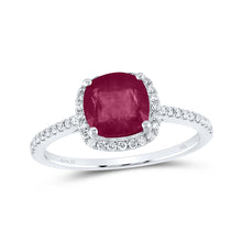  14k White Gold Womens Cushion Ruby Diamond Halo Ring 2-1/5 Cttw