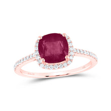  14k Rose Gold Womens Cushion Ruby Diamond Halo Ring 2 Cttw