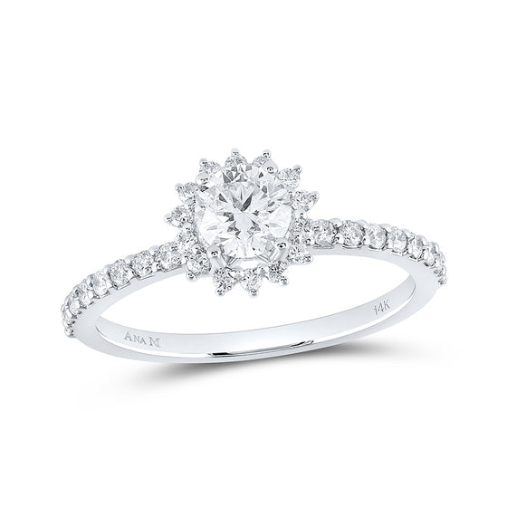 14k White Gold Round Diamond Solitaire Bridal Wedding Engagement Ring 7/8 Cttw