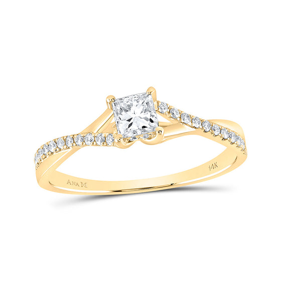 14k Yellow Gold Princess Diamond Solitaire Bridal Wedding Engagement Ring 1/2 Cttw