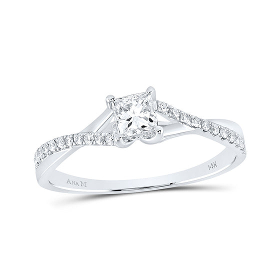 14k White Gold Princess Diamond Solitaire Bridal Wedding Engagement Ring 1/2 Cttw