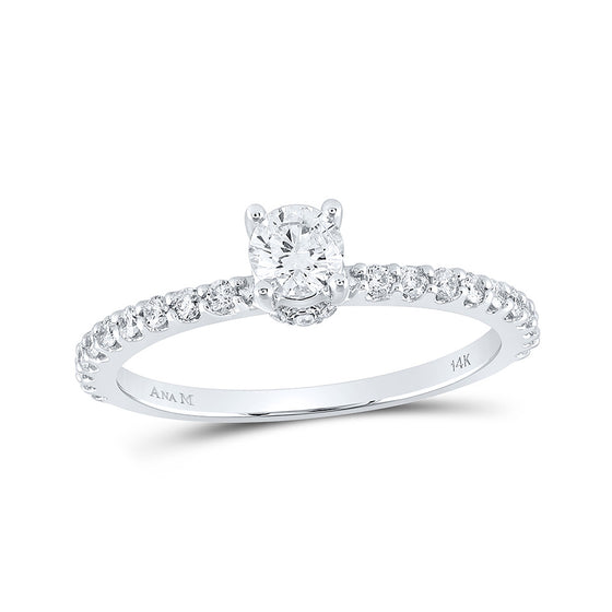14k White Gold Round Diamond Solitaire Bridal Wedding Engagement Ring 5/8 Cttw