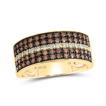  10k Yellow Gold Mens Round Brown Diamond Band Ring 1 Cttw