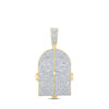 10k Yellow Gold Mens Round Diamond Tomb Doors Memory Charm Pendant 3-3/4 Cttw