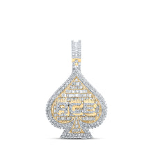  10k Yellow Gold Mens Round Diamond ACE of Spades Charm Pendant 2-3/8 Cttw