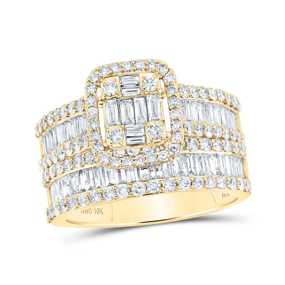 10k Yellow Gold Baguette Diamond Bridal Wedding Ring Band Set 2 Cttw