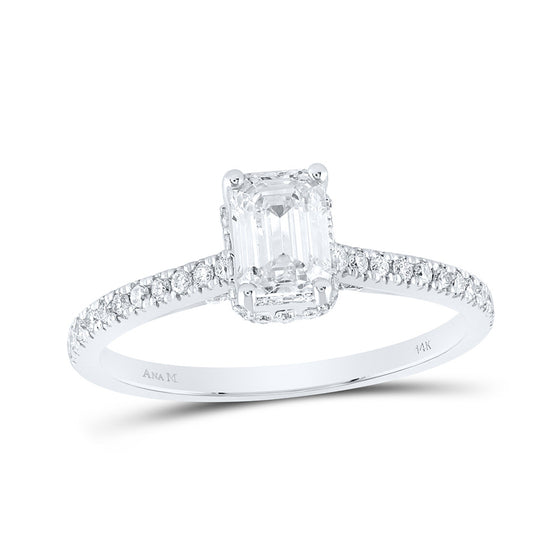 14k White Gold Emerald Diamond Solitaire Bridal Wedding Engagement Ring 1 Cttw