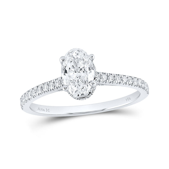14k White Gold Oval Diamond Solitaire Bridal Wedding Engagement Ring 1 Cttw