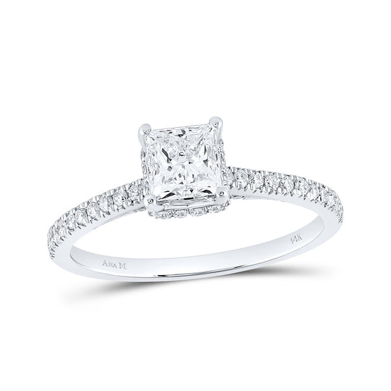 14k White Gold Princess Diamond Solitaire Bridal Wedding Engagement Ring 1 Cttw