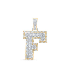 10k Yellow Gold Mens Round Diamond F Initial Letter Charm Pendant 3/4 Cttw