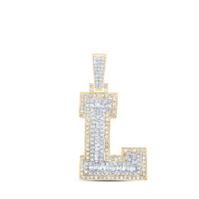  10k Yellow Gold Mens Round Diamond L Initial Letter Charm Pendant 5/8 Cttw