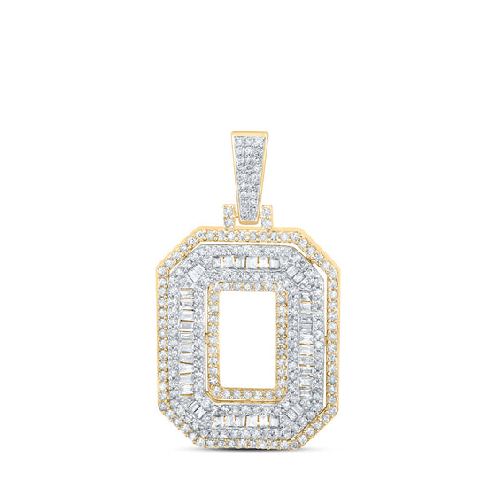 10k Yellow Gold Mens Round Diamond O Initial Letter Charm Pendant 7/8 Cttw