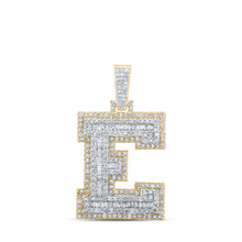  10k Yellow Gold Mens Round Diamond E Initial Letter Charm Pendant 1-1/4 Cttw