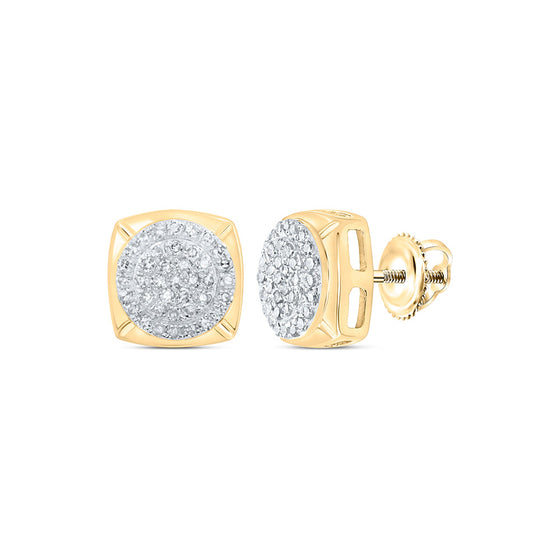 10k Yellow Gold Womens Round Diamond Cluster Earrings 1/4 Cttw