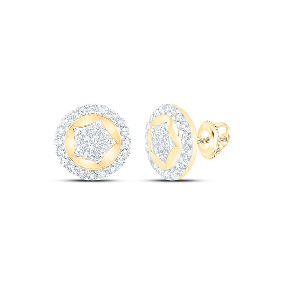 10k Yellow Gold Womens Round Diamond Cluster Earrings 1/4 Cttw