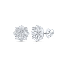  10k White Gold Womens Round Diamond Cluster Earrings 3/4 Cttw