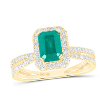  14k Yellow Gold Womens Emerald Emerald Diamond Fashion Ring 1-1/2 Cttw