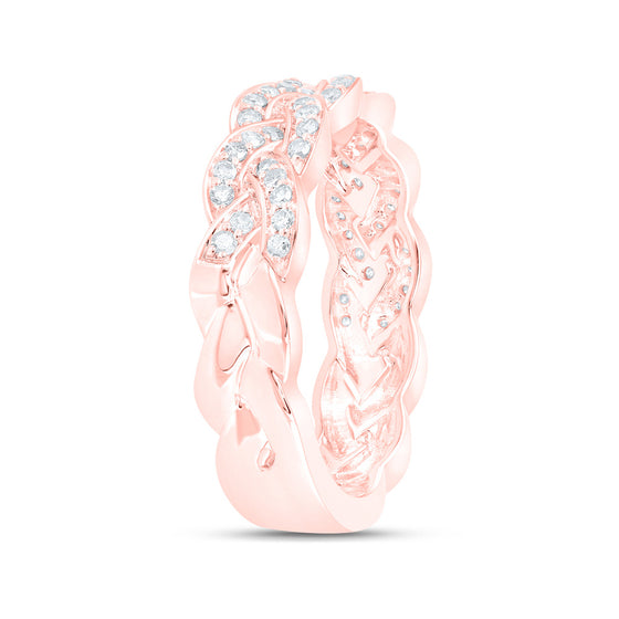 10k Rose Gold Womens Round Diamond Braid Band Ring 1/3 Cttw