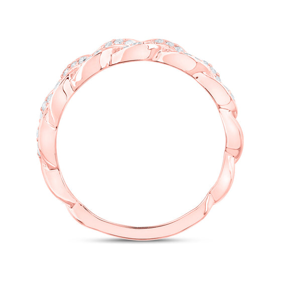 10k Rose Gold Womens Round Diamond Braid Band Ring 1/3 Cttw